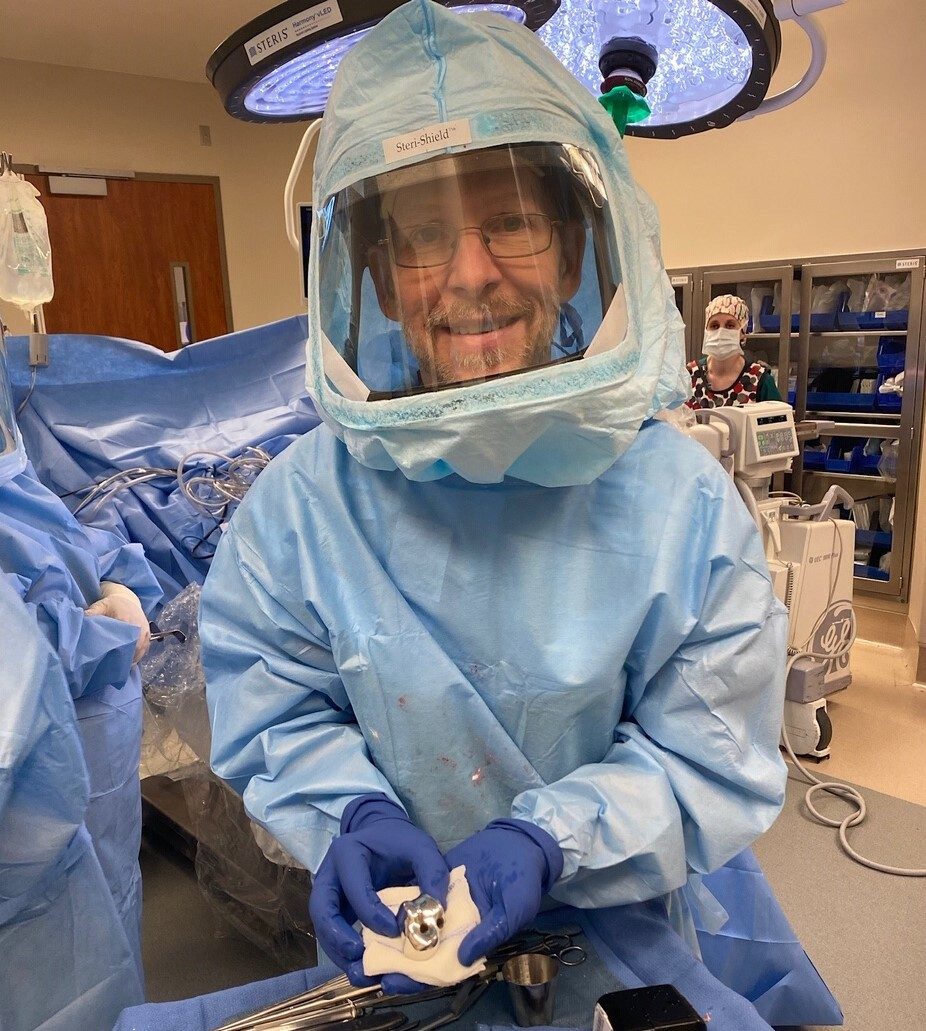 Dr. Kirchner with hardware post-surgery procedure
