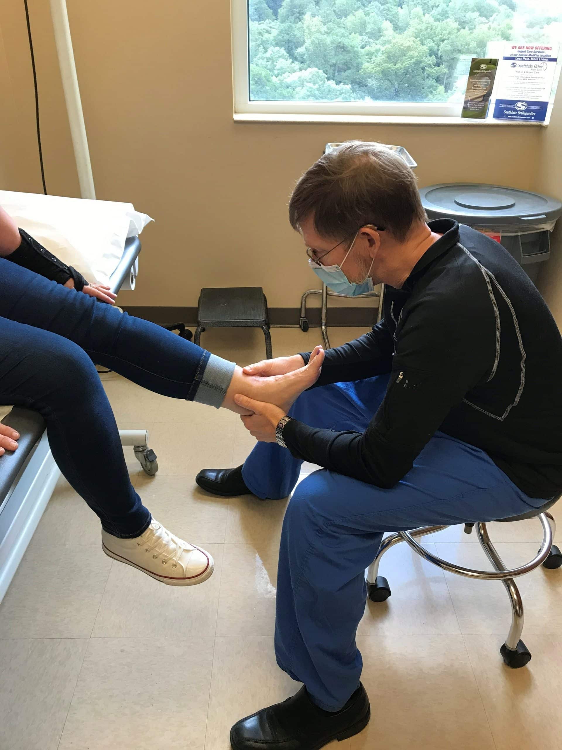 Dr. Kirchner with patient after having a total ankle replacement