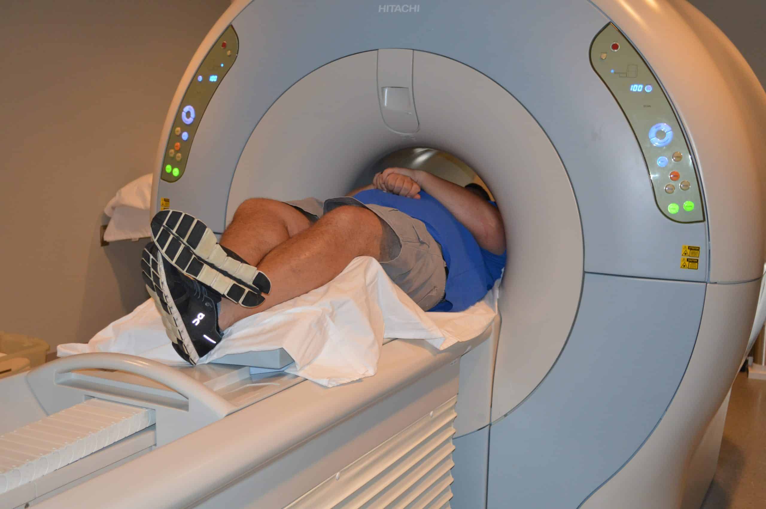 Patient using in-house closed-bore MRI machine at our Hoover location