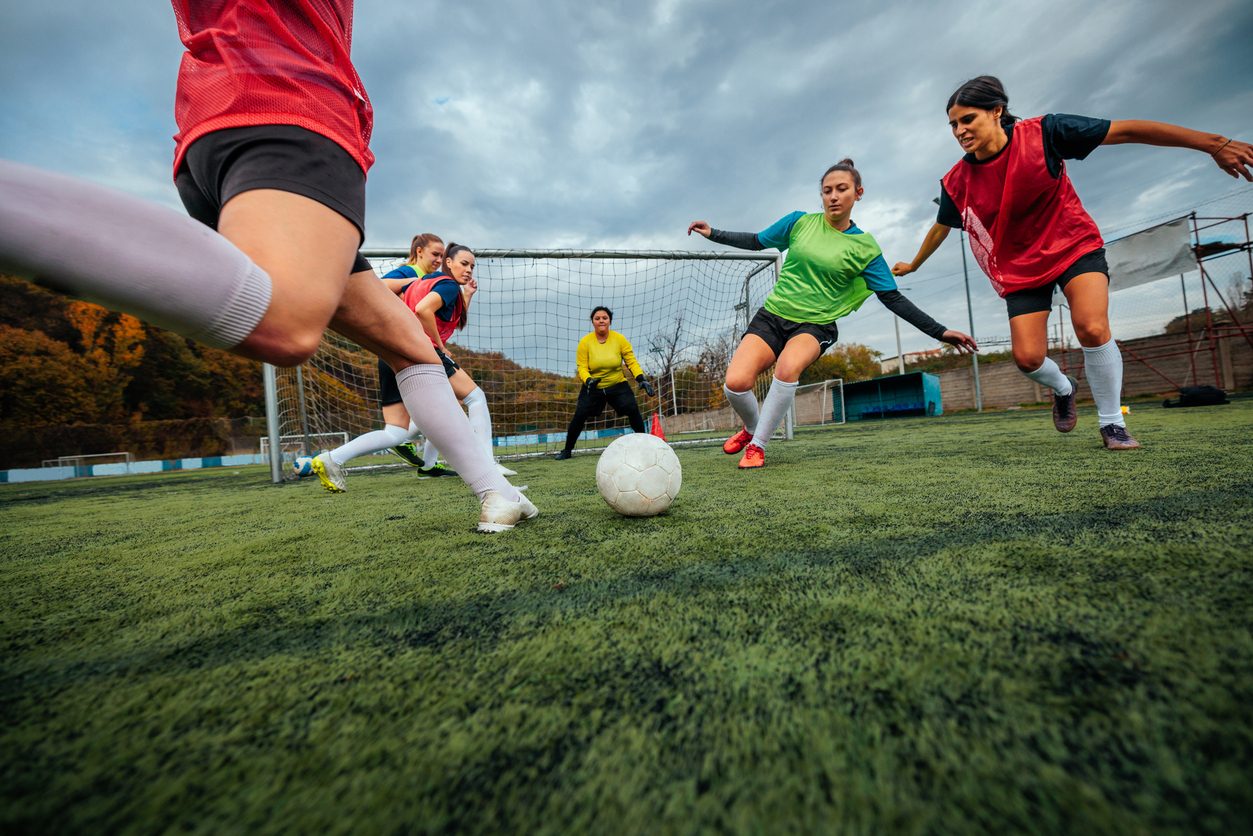 Soccer players in action